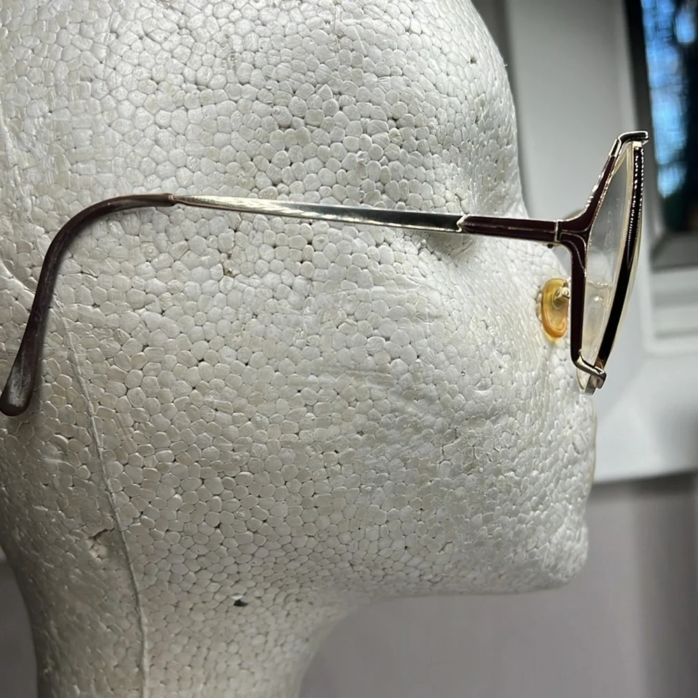 Vintage BG Colorama 135 Goldtone Metal Large Ophthalmic Frame